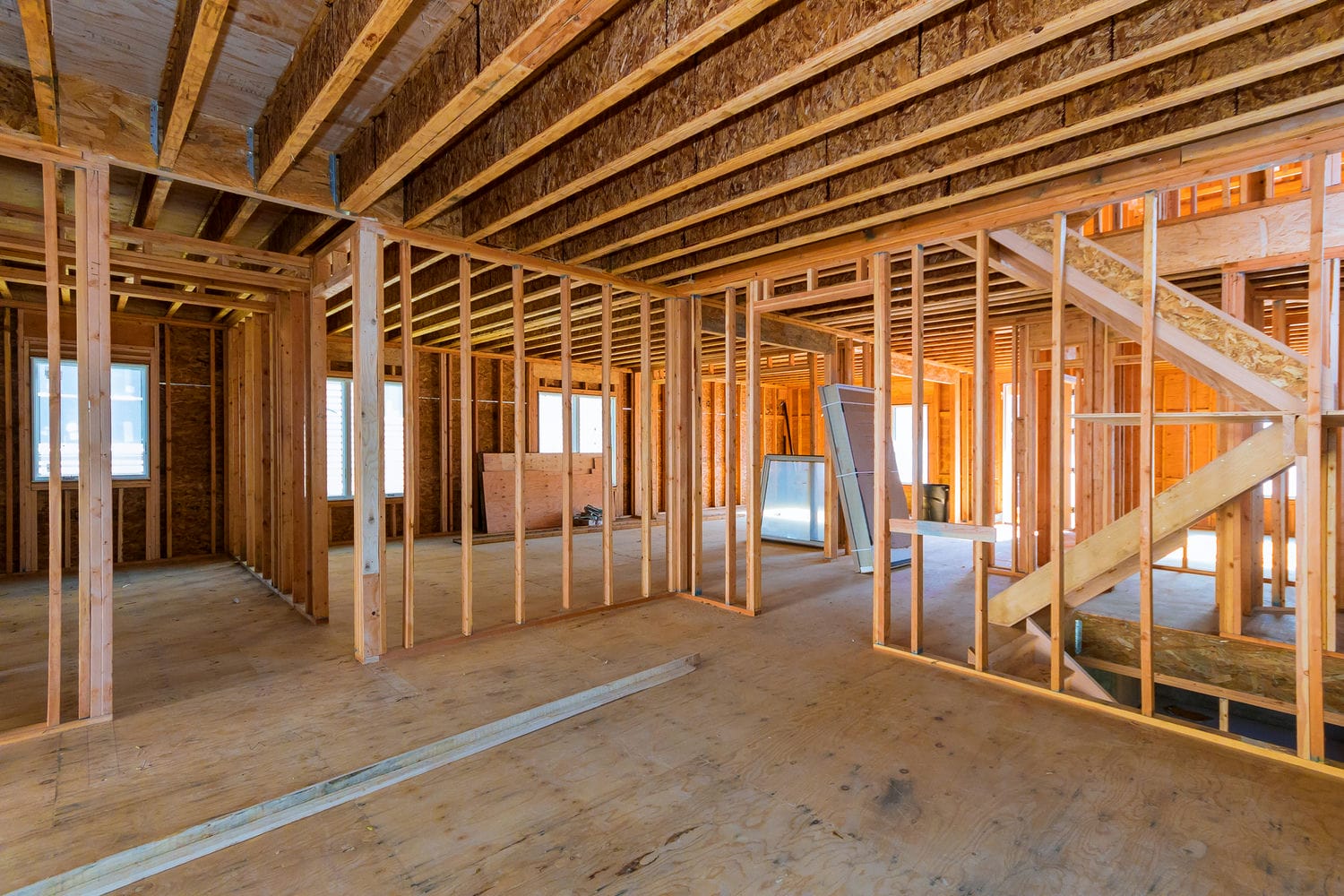 structural wood framing layout for open floor plan construction