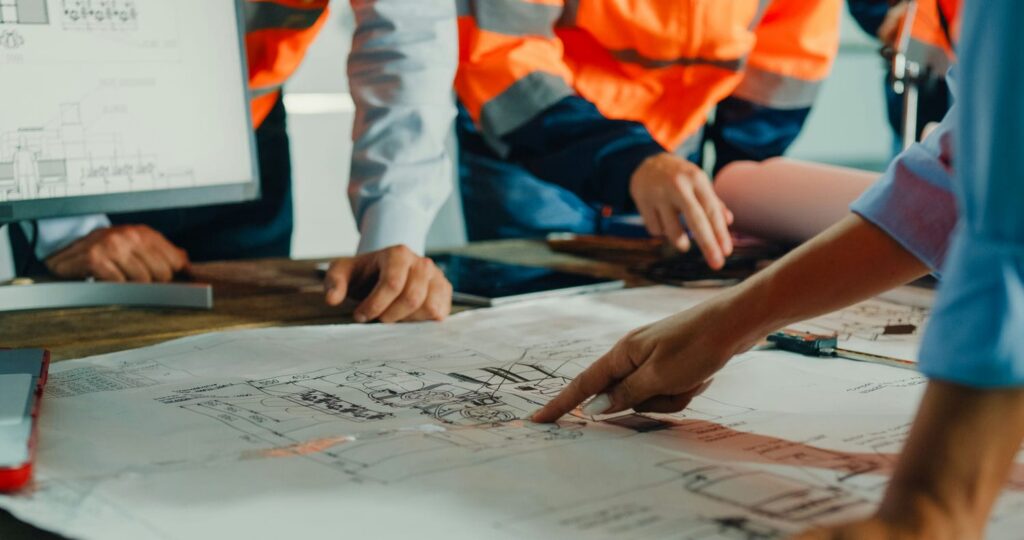 construction engineer reviewing plans
