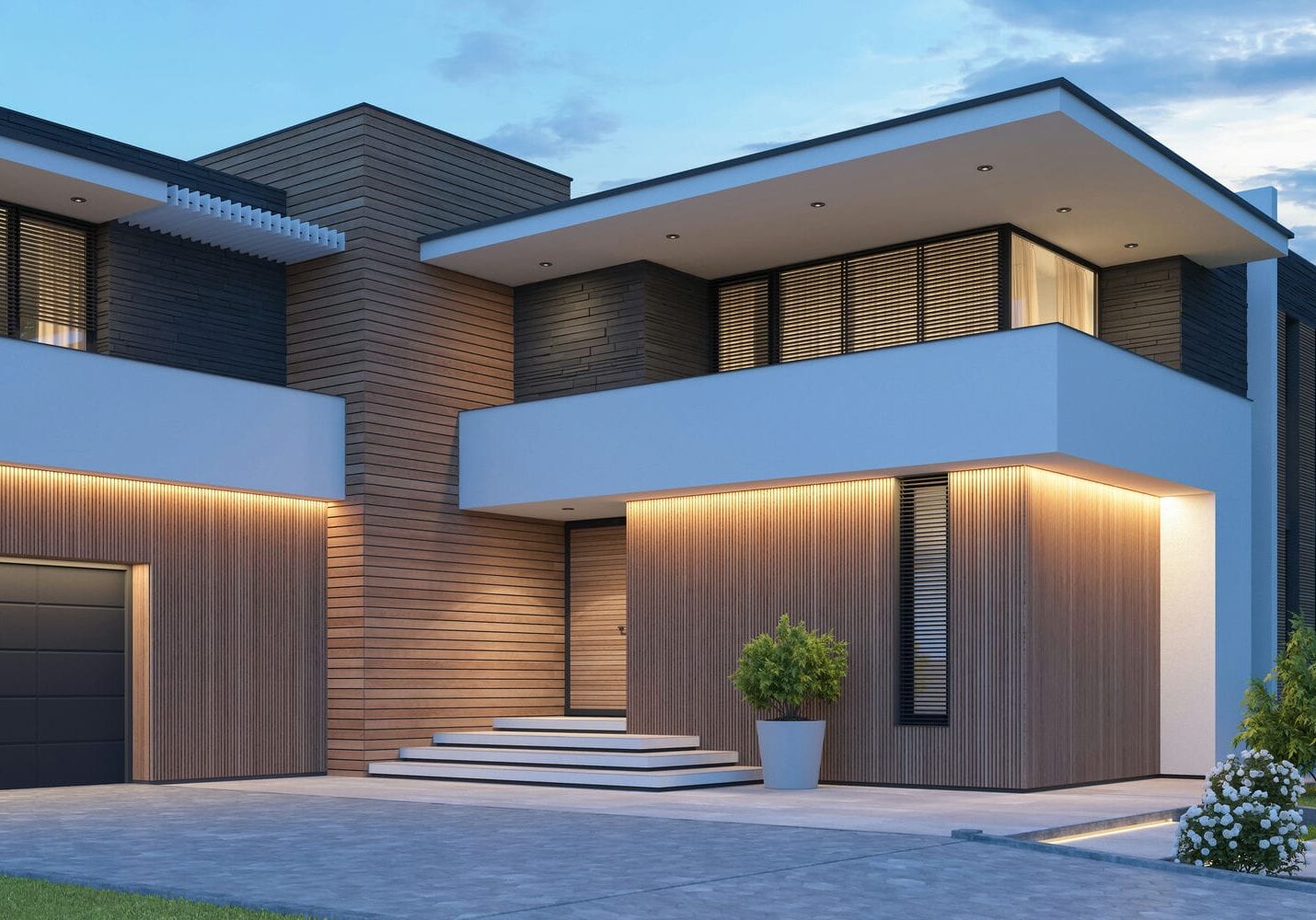 modern home exterior showing siding and exterior finishing carpentry details