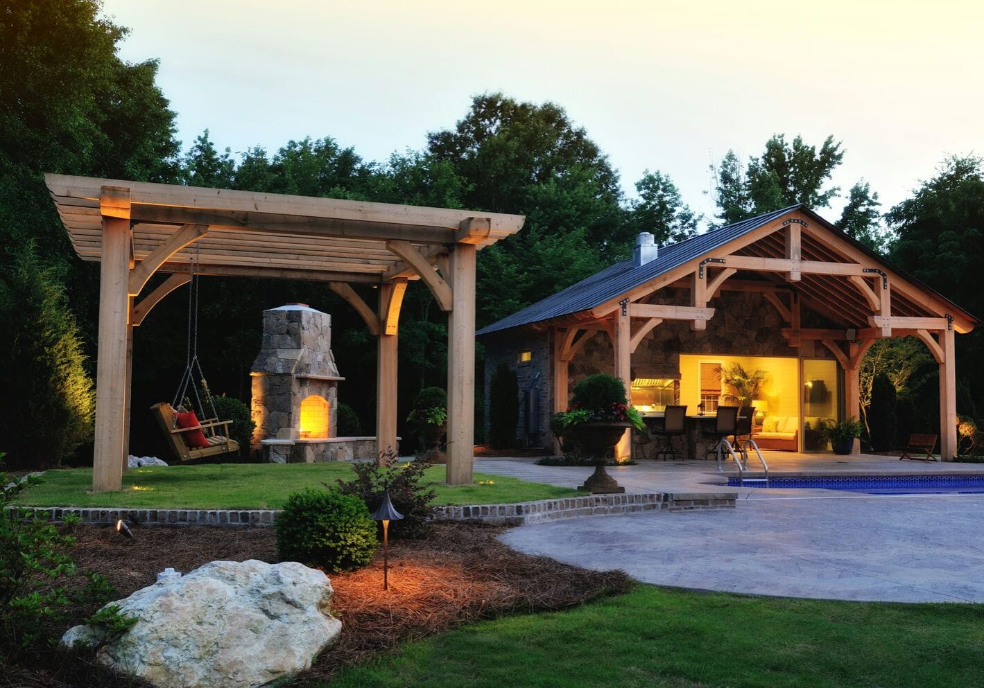 custom timber outdoor pavilion and covered structure built with exterior carpentry